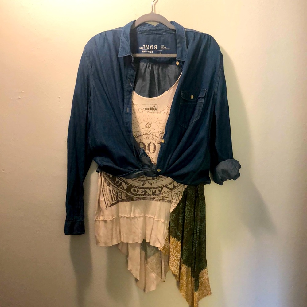 Lg free people layering mixed media tank